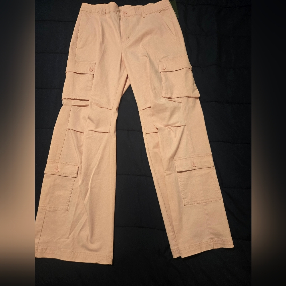 Wide Leg Cargo Pants in Light Peach for Women